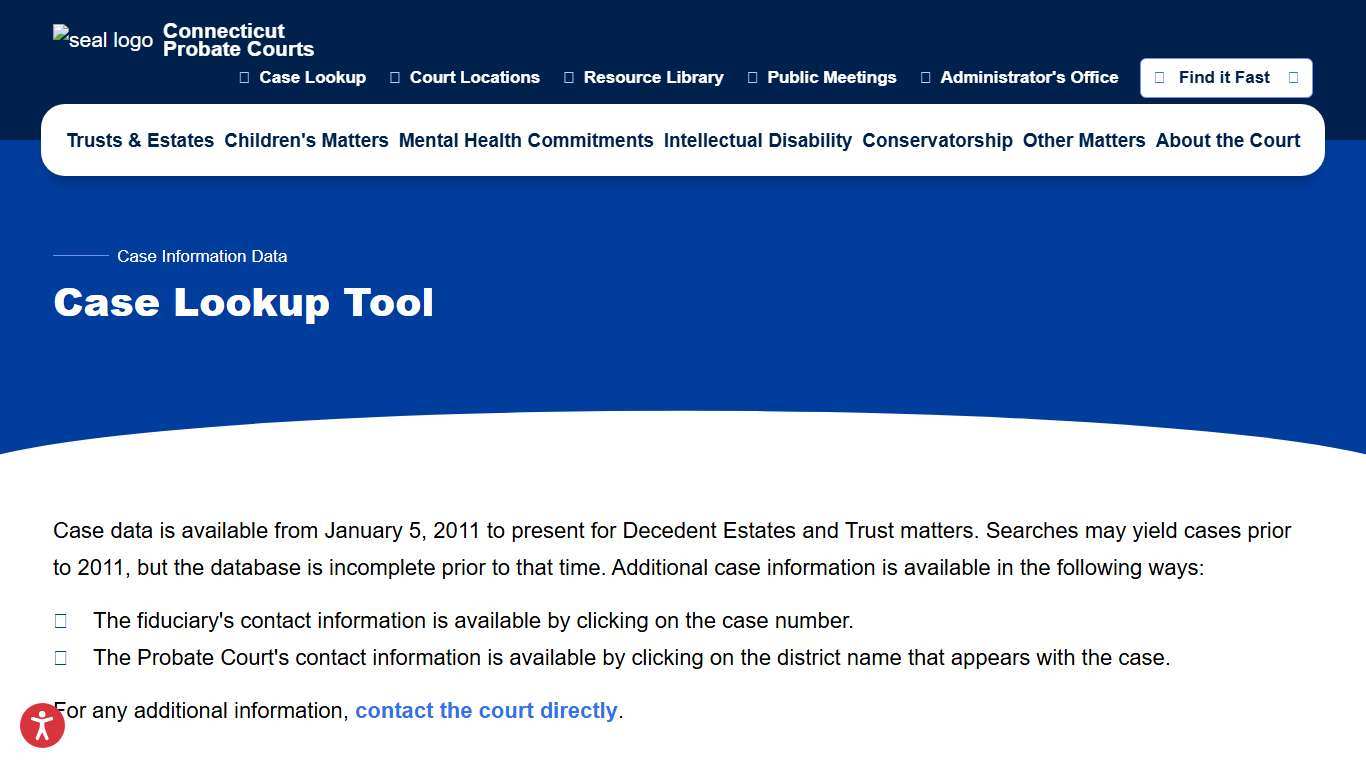 Case Lookup Connecticut Probate Courts